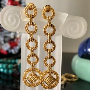 Gold Vermeil over SS 2” Citrine Circle Earrings